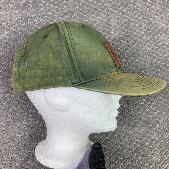 Simms Fishing Snapback Hat Cap Green Cotton with Leather Patch Distressed Faded - Picture 5 of 14